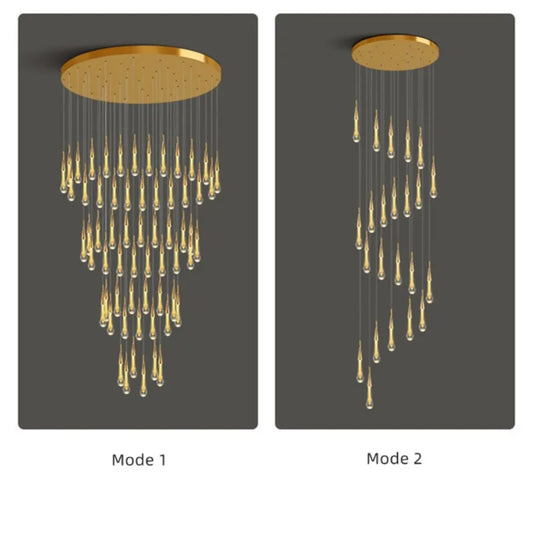 LED pendant lamp Luxury modern Long Crystal Staircase Hanging Home Decor Large Villa Hallway Kitchen Light