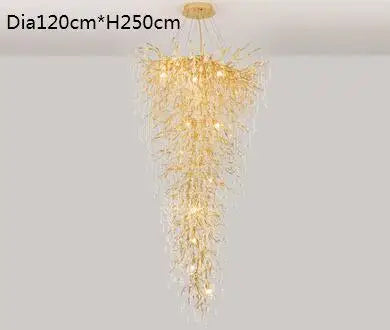 LED pendant lamp luxury Creative large crystal chandelier villa living room staircase overhead hotel lobby decorative light gold