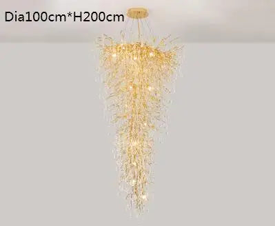LED pendant lamp luxury Creative large crystal chandelier villa living room staircase overhead hotel lobby decorative light gold