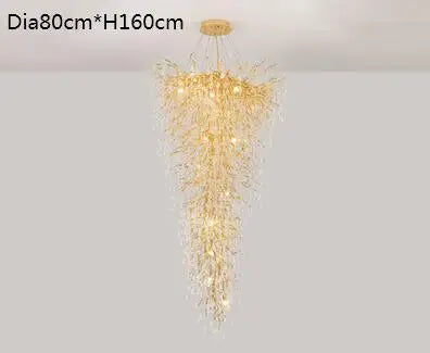 LED pendant lamp luxury Creative large crystal chandelier villa living room staircase overhead hotel lobby decorative light gold