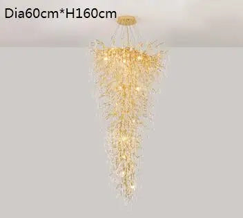 LED pendant lamp luxury Creative large crystal chandelier villa living room staircase overhead hotel lobby decorative light gold