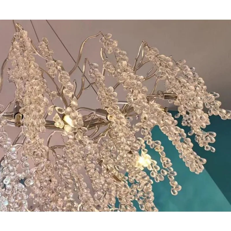 LED pendant lamp luxury Creative modern Nordic crystal villa living room decoration creative branch