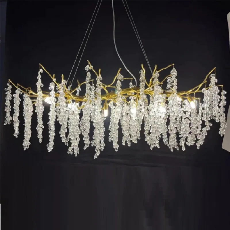 LED pendant lamp luxury Creative modern Nordic crystal villa living room decoration creative branch