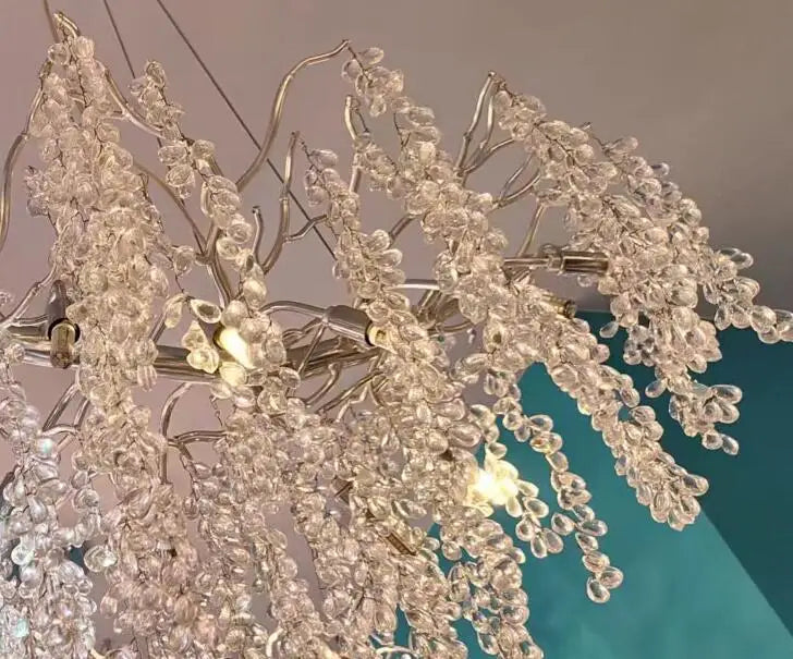 LED pendant lamp luxury Creative modern Nordic crystal villa living room decoration creative branch