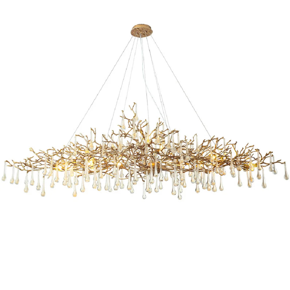 LED pendant lamp luxury Nordic Vintage Creative Rectangle for Duplex Villa bedroom Dining Room Crystal Drops hang Light lustres