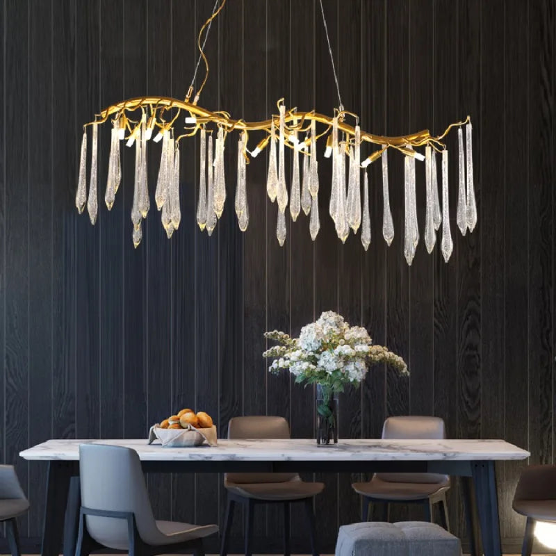 LED pendant lamp luxury Nordic modern Branch Crystal Chandelier Golden Restaurant Wedding Duplex Villa Decoration ceiling lights