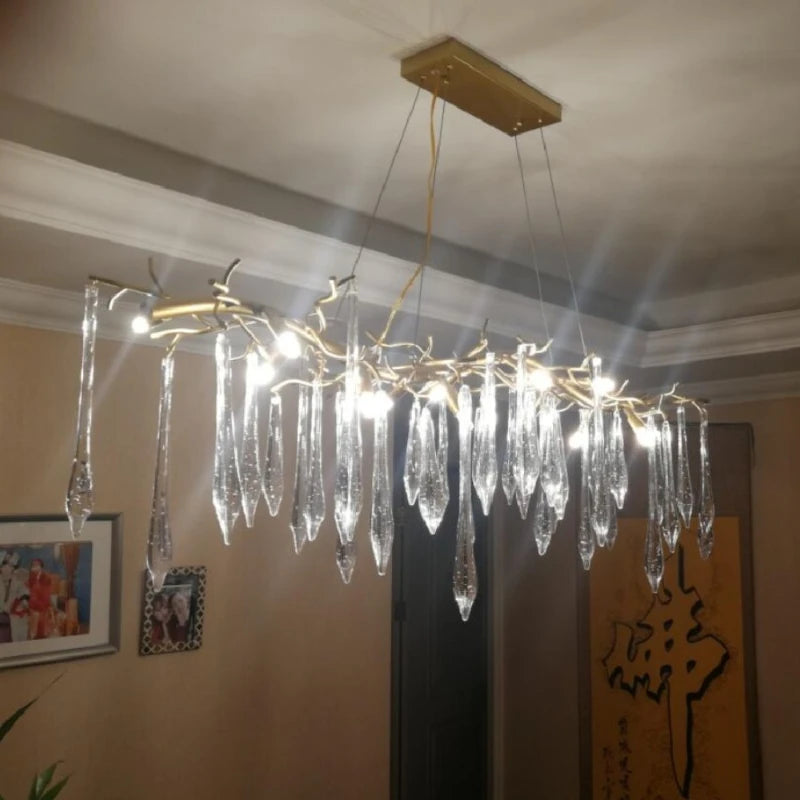 LED pendant lamp luxury Nordic modern Branch Crystal Chandelier Golden Restaurant Wedding Duplex Villa Decoration ceiling lights