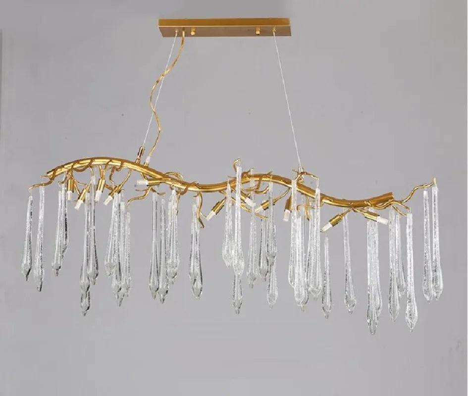 LED pendant lamps luxury modern Branch Crystal Chandelier Lighting Golden Restaurant Warm Wedding Duplex Villa Home Decor lights