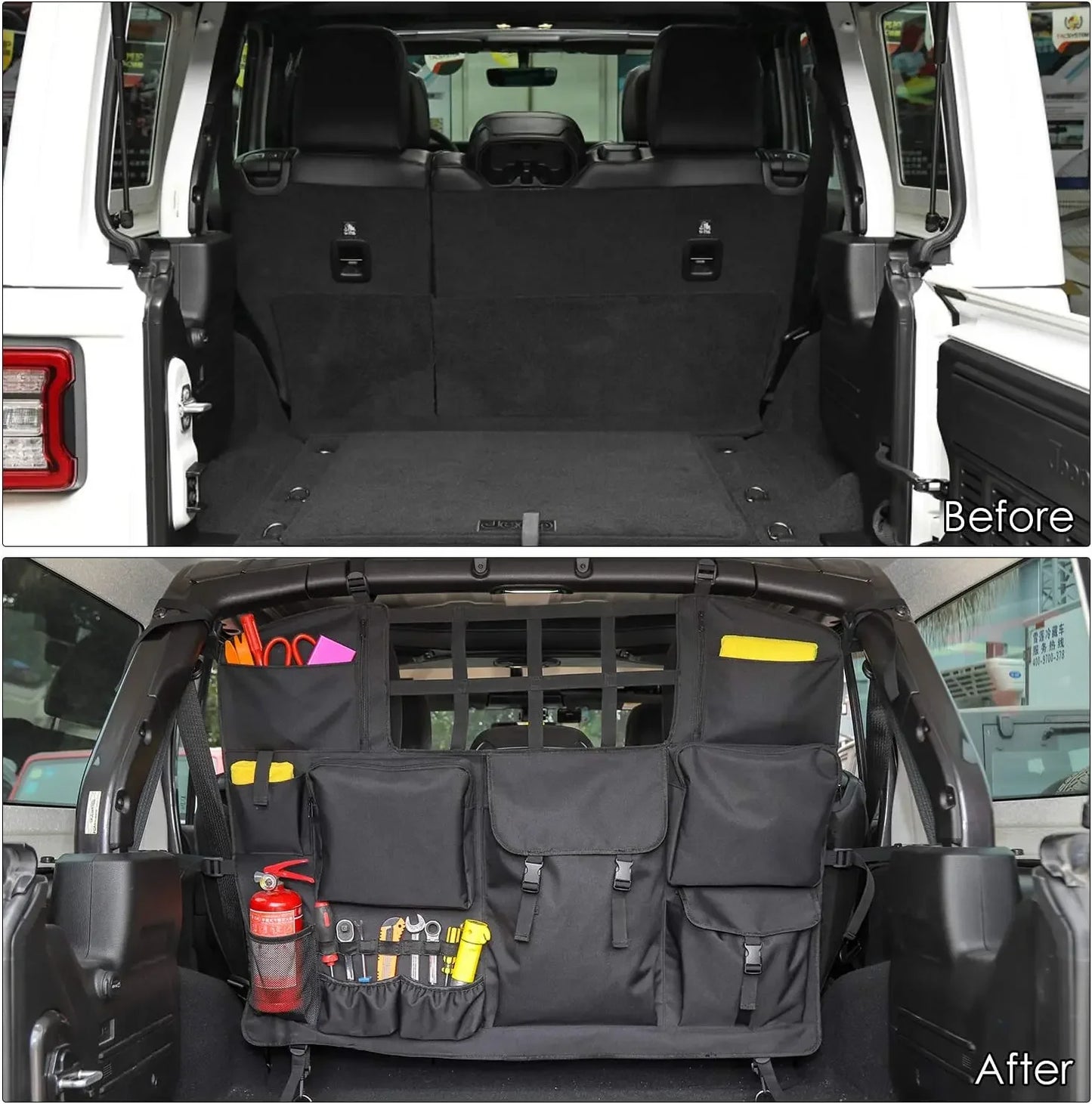 LLevo waterproof storage bag multi-pockets tool kits organizers cargo bag jk back seat bag for jeep