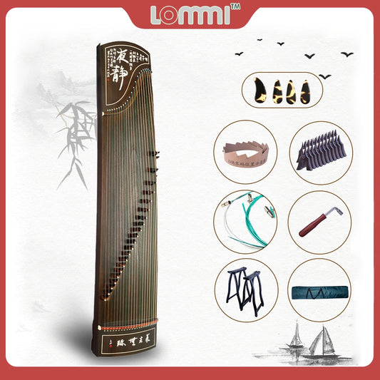 LOMMI Professional 21-String Guzheng Chinese Zither Harp Instrument Koto Paulownia With Stand Carry Bag Bridge Hammer Picks KIT
