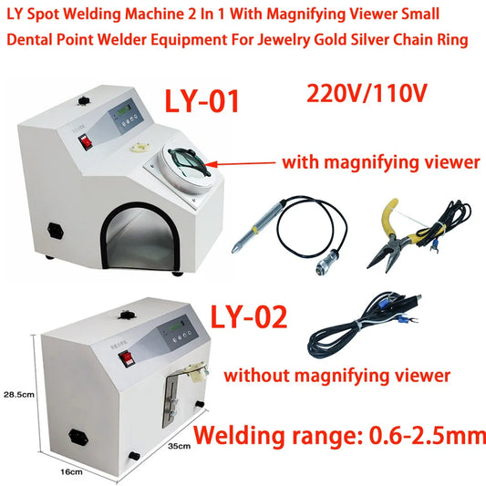 LY Spot Welding Machine 2 In 1 With Magnifying Viewer Small Dental Point Welder Equipment For Jewelry Gold Silver Chain Ring