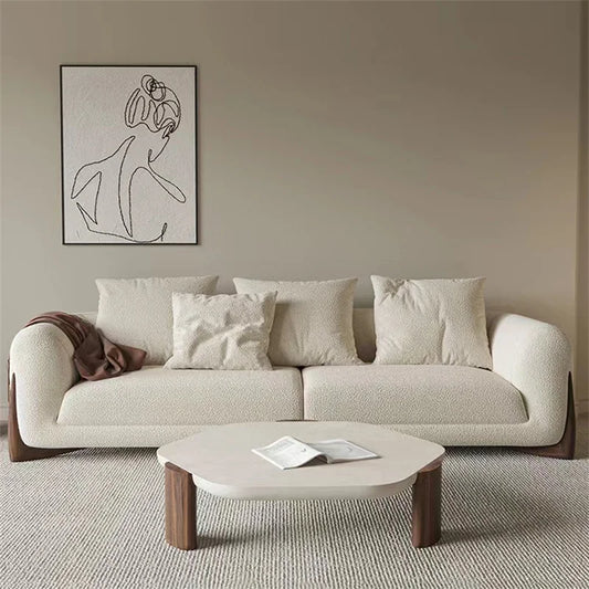 Lamb fleece combination latex sofa, Italian minimalist small living room, modern and simple