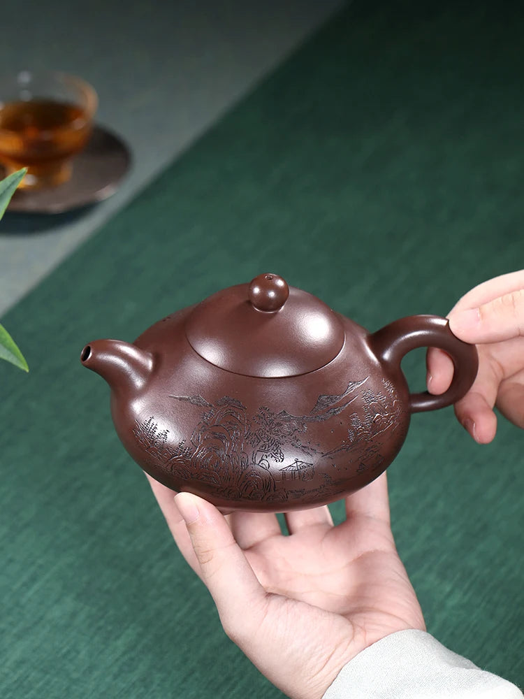Large CapaCity Yixing PurPle Clay TeapoT, Pure Handmade HigH-end Tea Making Pot, Raw Ore, Mud, Fully
