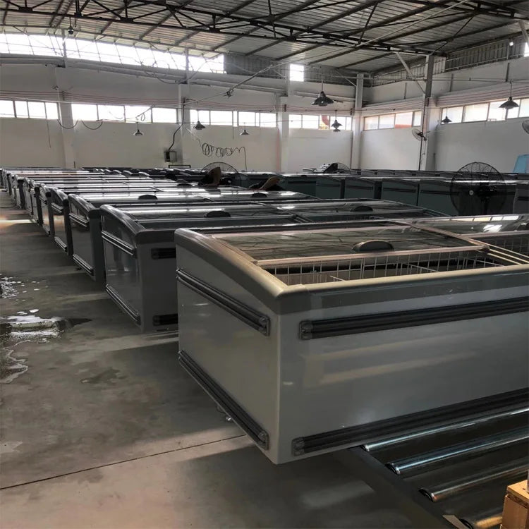 Large Capacity Horizontal Combined Sliding showcase Glass Door Island Chest Freezer Refrigeration
