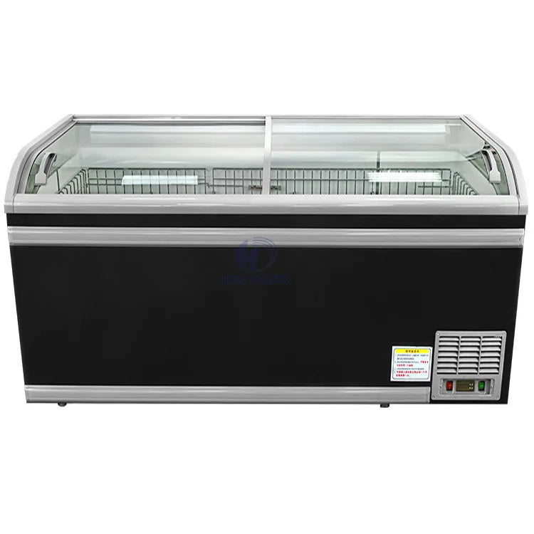Large Capacity Horizontal Combined Sliding showcase Glass Door Island Chest Freezer Refrigeration
