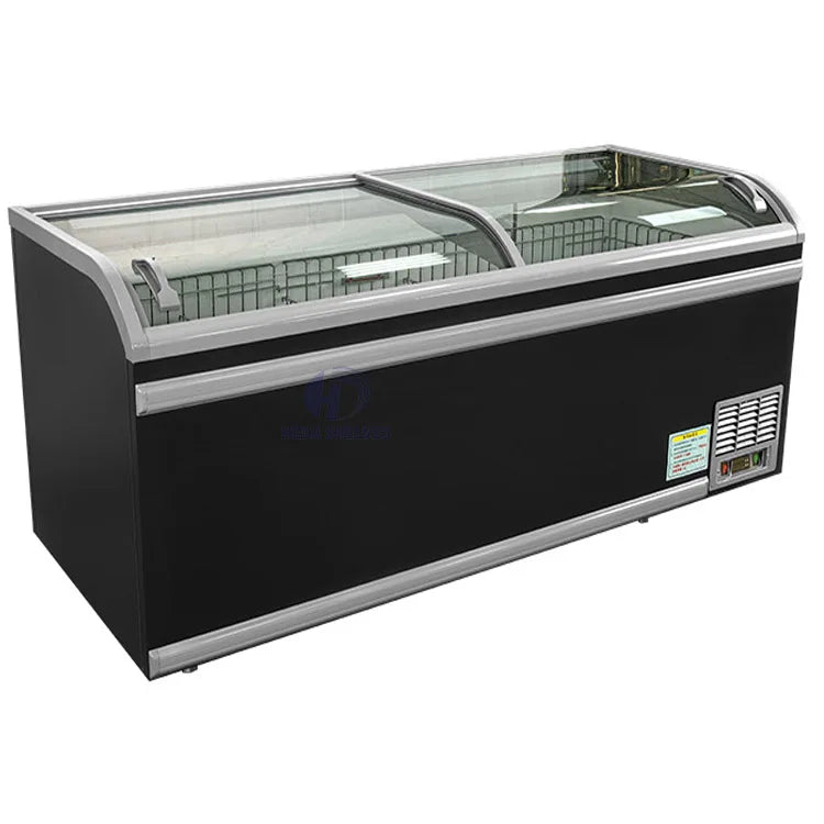Large Capacity Horizontal Combined Sliding showcase Glass Door Island Chest Freezer Refrigeration