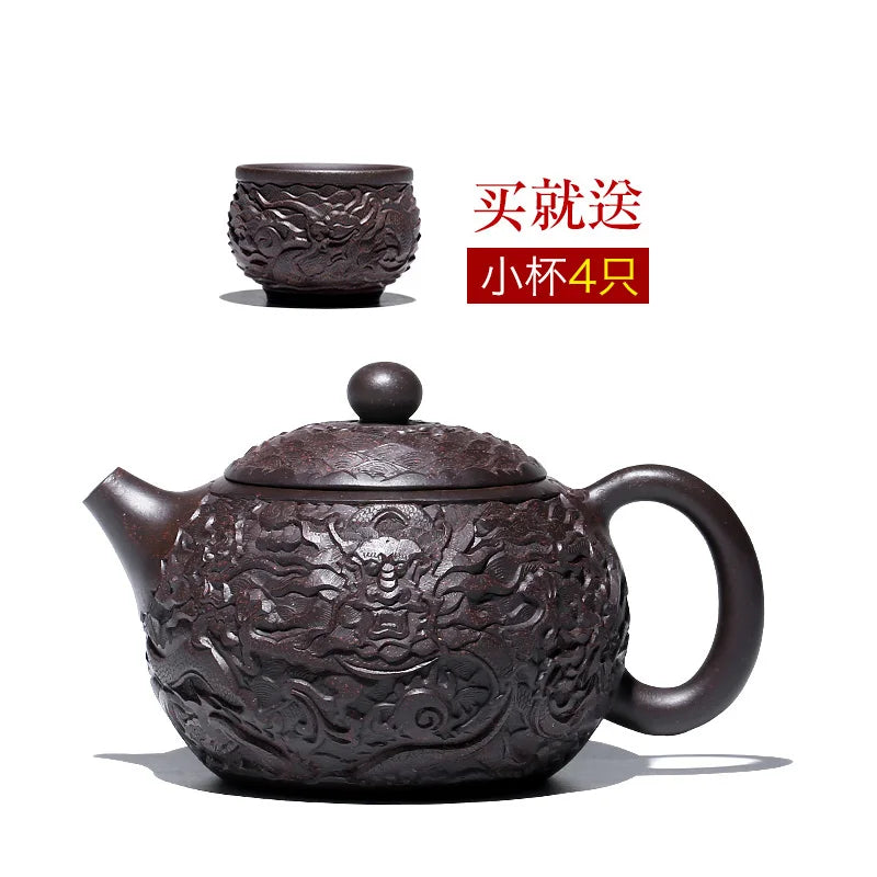 Large Capacity Yixing Purple Clay Pot, Pure Handmade Household Tea Set, Original Mineral Black Gold Sand Soaking