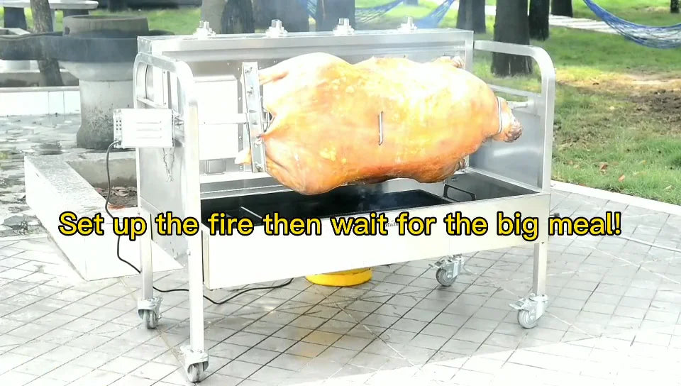 Large Commercial Stainless Steel Spit Roaster Pig Roaster Infrared Charcoal Barbecue Grill