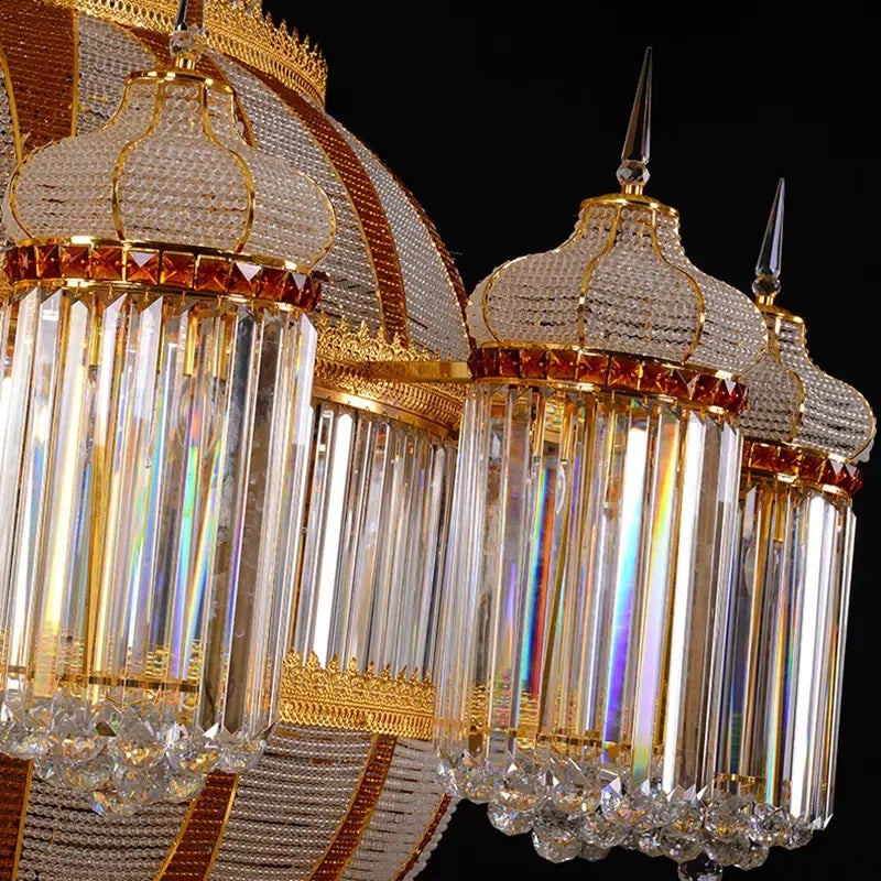 Large Gold Crystal Chandelier LED European Chandeliers Lights Fixture Big Project Hang Lamp Hotel Villa Lobby Parlor Droplight