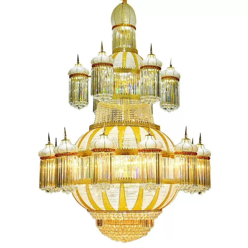 Large Gold Crystal Chandelier LED European Chandeliers Lights Fixture Big Project Hang Lamp Hotel Villa Lobby Parlor Droplight