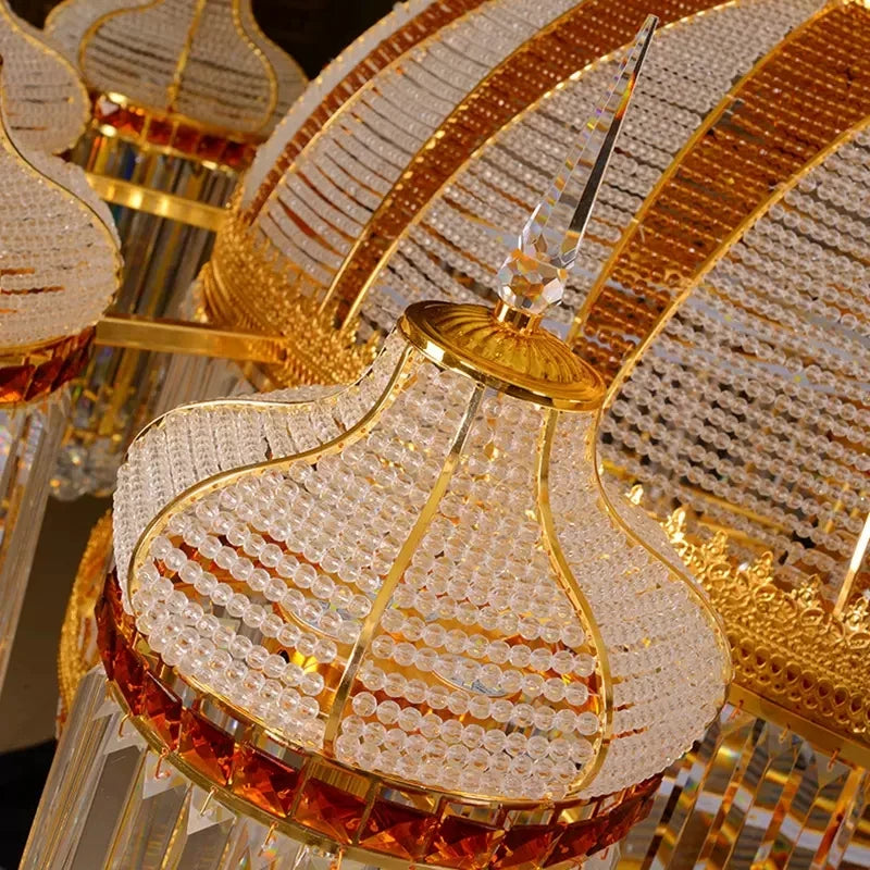 Large Gold Crystal Chandelier LED European Chandeliers Lights Fixture Big Project Hang Lamp Hotel Villa Lobby Parlor Droplight
