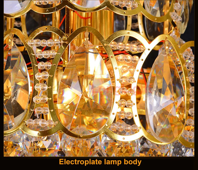 Large Gold Crystal Chandelier Lighting Fixture Luxury K9 Modern Chandelier Living room Hall Villa Hotel Engineering