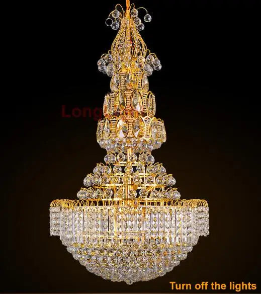 Large Gold Crystal Chandelier Lighting Fixture Luxury K9 Modern Chandelier Living room Hall Villa Hotel Engineering