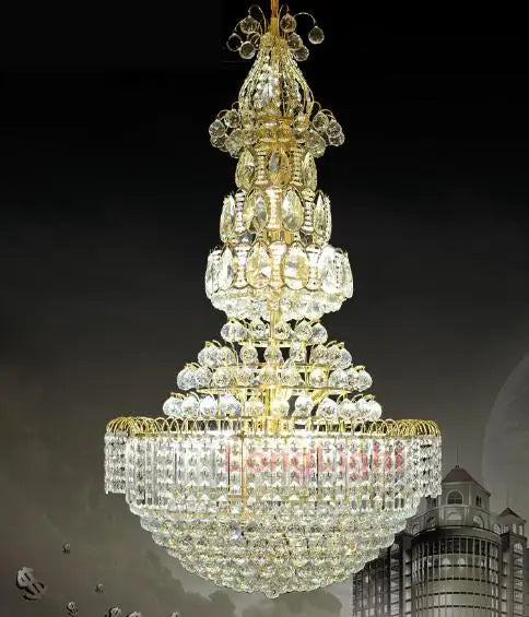 Large Gold Crystal Chandelier Lighting Fixture Luxury K9 Modern Chandelier Living room Hall Villa Hotel Engineering