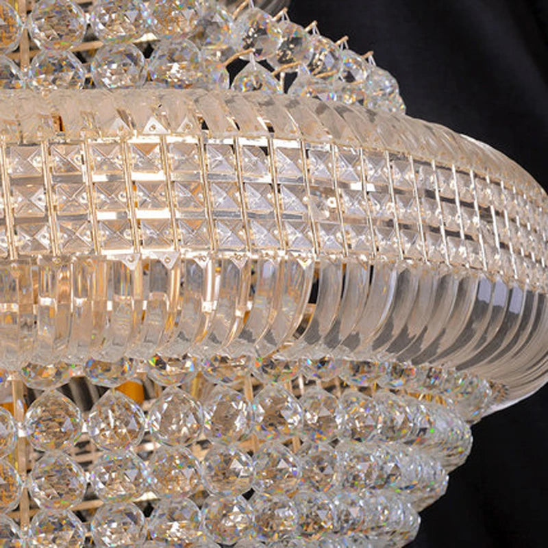 Large Golden Crystal Chandeliers Lights Fixture American Luxury Chandelier European Big Hanging Lamp Villa Hotel Staircase Light
