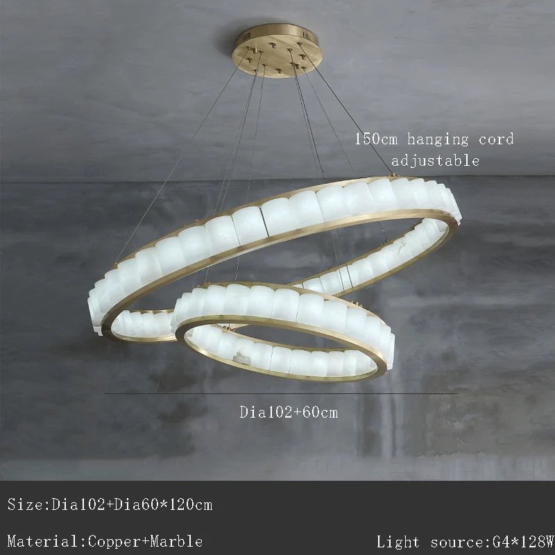 Large Luxury Spanish Natural Marble Chandelier Lighting Villa Duplex Hotel Decoration Hanglamp Led  Lamparas Lustres