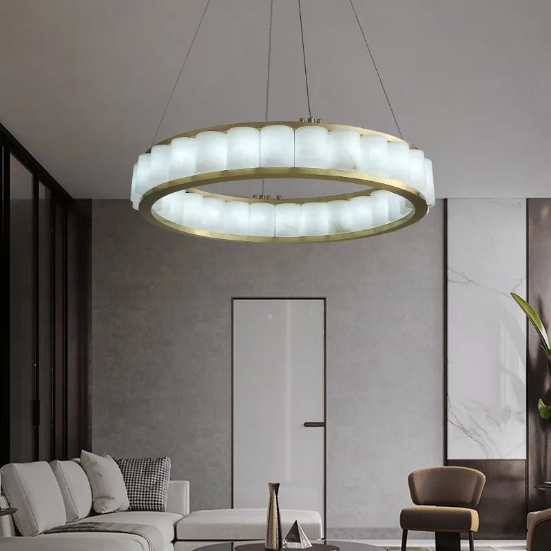 Large Luxury Spanish Natural Marble Chandelier Lighting Villa Duplex Hotel Decoration Hanglamp Led  Lamparas Lustres