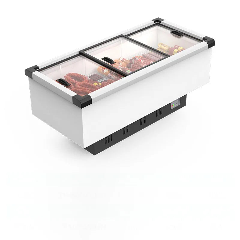 Large capacity commercial large freezer, horizontal flat island energy-saving freezer, freezer, freezer, fresh-keeping quick fre
