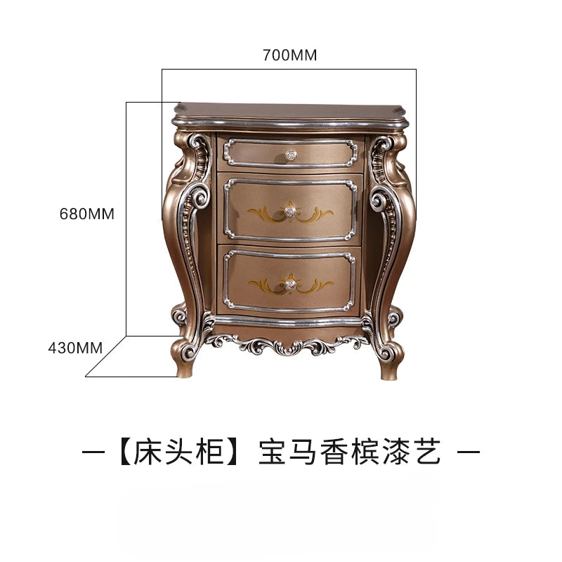 Leather double bed 1.8M luxurious European solid wood master bedroom bed neoclassical wedding bed