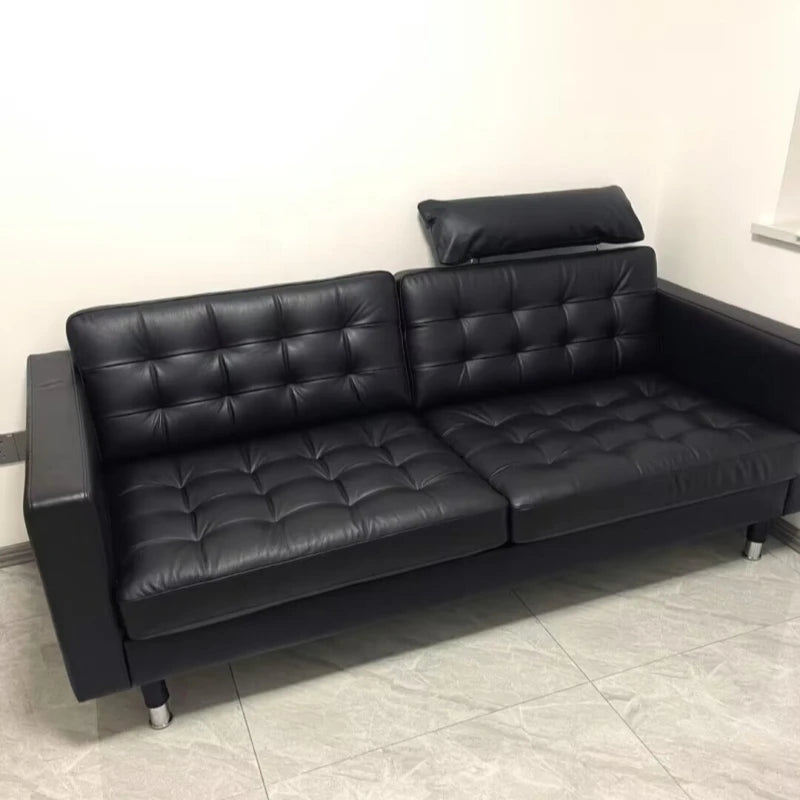 Leather living room luxury small apartment first floor leather Italian minimalist sofa