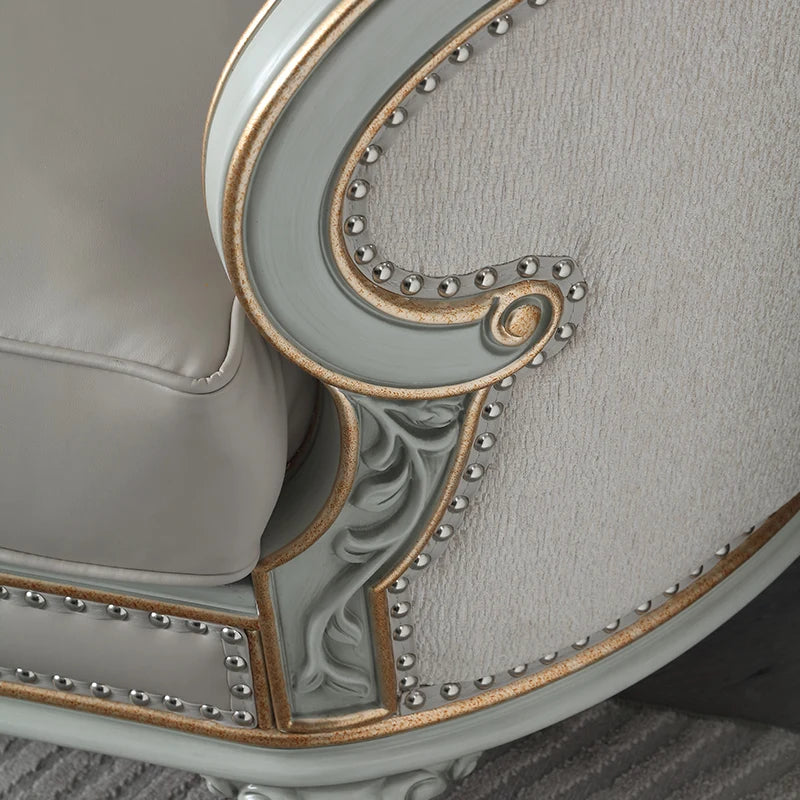 Leather sofa combination European solid wood furniture beech carved living room high-grade sofa