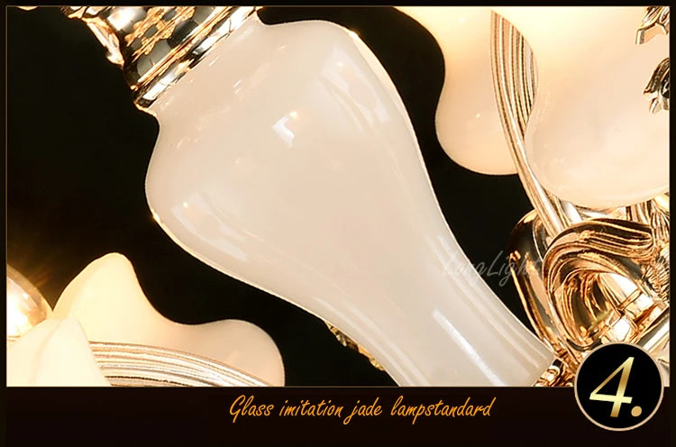 Led Crystal Chandelier Lighting European Luxury Zinc alloy Chandeliers Hotel Villa Living Room Originality Imitation Jade