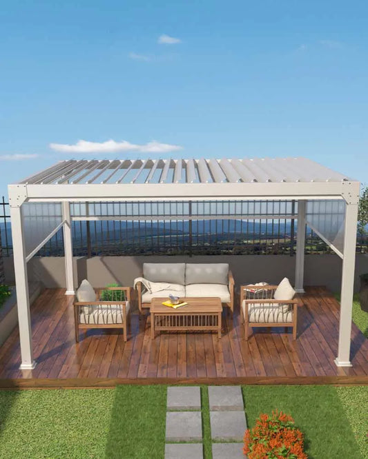 Leisure pavilion, aluminum alloy outdoor pavilion, outdoor louver sunshade, villa, garden, courtyard