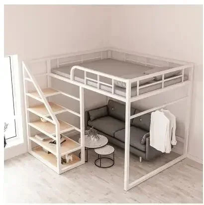 Letto rialzato da lavoro in ferro sotto lo strato superiore singolo vuoto doppio strato piccola famiglia salvaspazio soffitta
