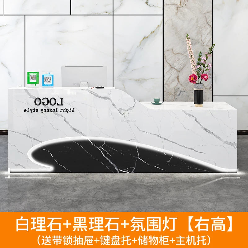 Light Luxury Beauty Salon Reception Desks Shop Small Counter Cash Register Minimalist Wooden Bar Table Company Office Front Desk