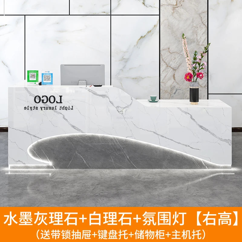 Light Luxury Beauty Salon Reception Desks Shop Small Counter Cash Register Minimalist Wooden Bar Table Company Office Front Desk