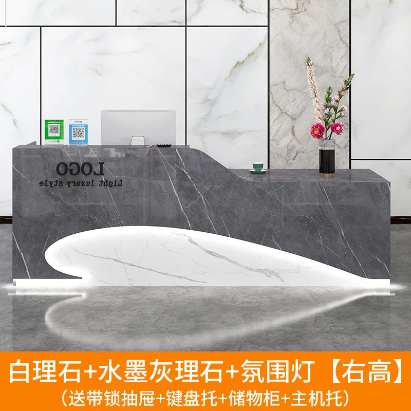 Light Luxury Beauty Salon Reception Desks Shop Small Counter Cash Register Minimalist Wooden Bar Table Company Office Front Desk