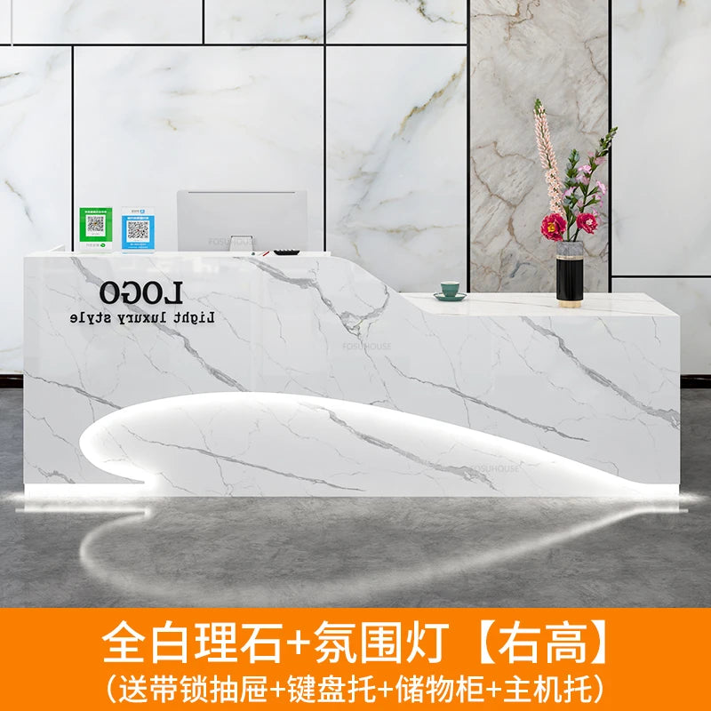 Light Luxury Beauty Salon Reception Desks Shop Small Counter Cash Register Minimalist Wooden Bar Table Company Office Front Desk