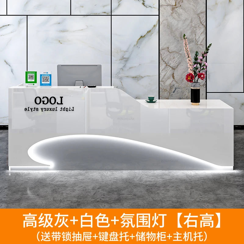 Light Luxury Beauty Salon Reception Desks Shop Small Counter Cash Register Minimalist Wooden Bar Table Company Office Front Desk