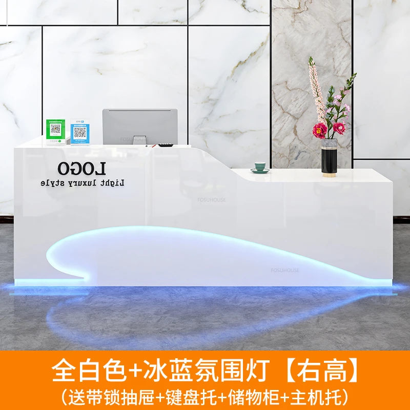 Light Luxury Beauty Salon Reception Desks Shop Small Counter Cash Register Minimalist Wooden Bar Table Company Office Front Desk