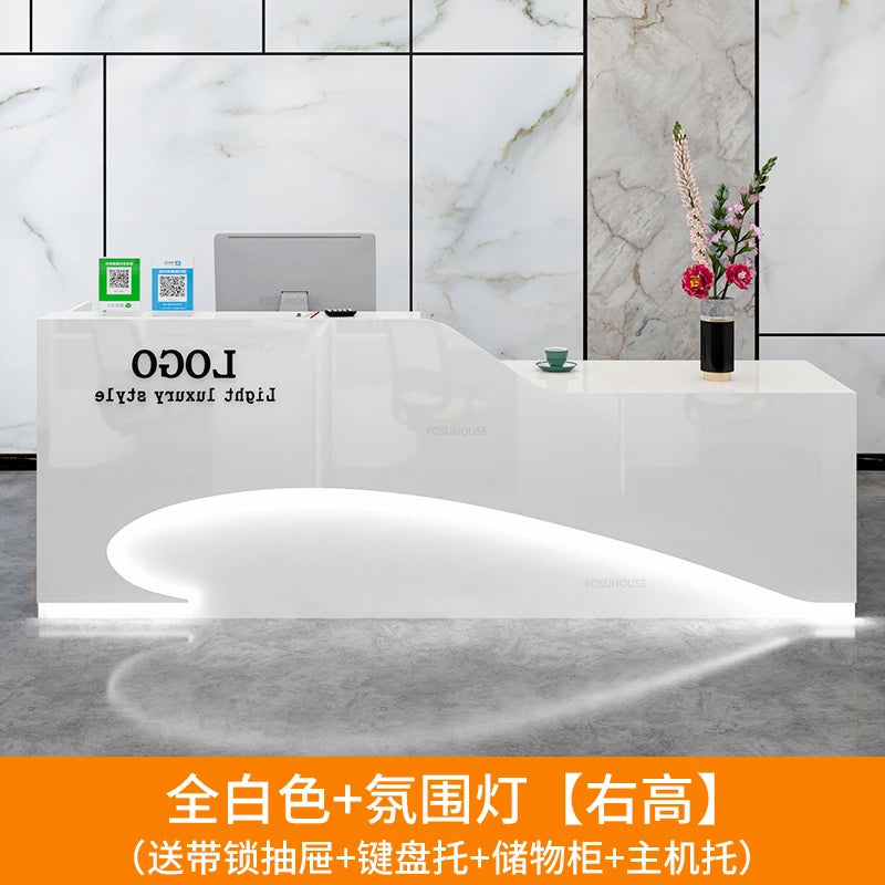 Light Luxury Beauty Salon Reception Desks Shop Small Counter Cash Register Minimalist Wooden Bar Table Company Office Front Desk