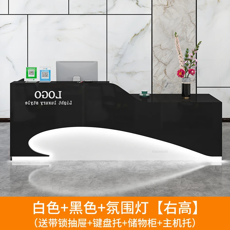 Light Luxury Beauty Salon Reception Desks Shop Small Counter Cash Register Minimalist Wooden Bar Table Company Office Front Desk
