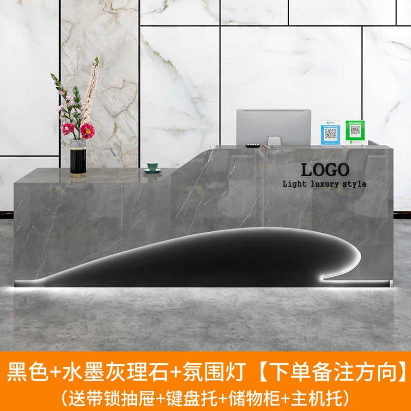 Light Luxury Beauty Salon Reception Desks Shop Small Counter Cash Register Minimalist Wooden Bar Table Company Office Front Desk