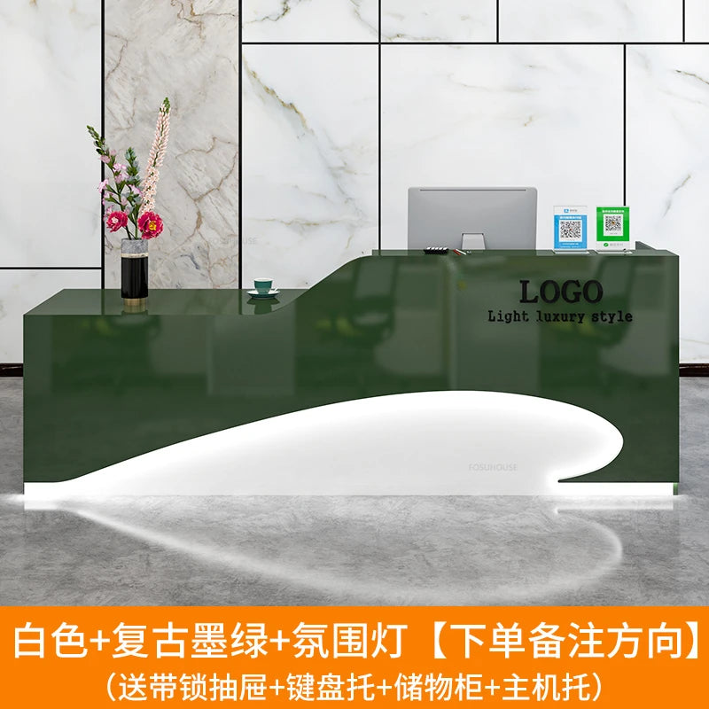 Light Luxury Beauty Salon Reception Desks Shop Small Counter Cash Register Minimalist Wooden Bar Table Company Office Front Desk