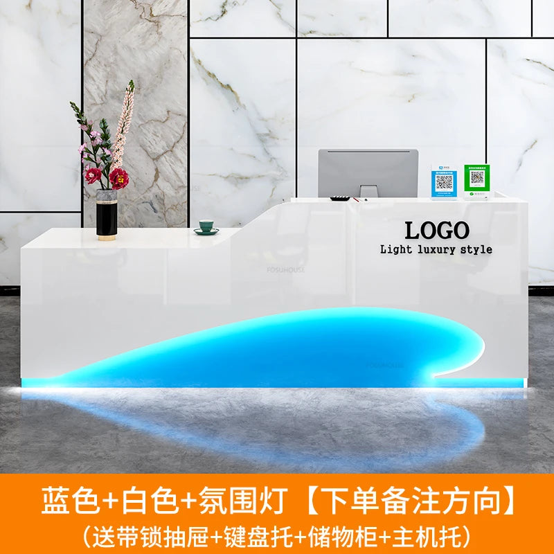 Light Luxury Beauty Salon Reception Desks Shop Small Counter Cash Register Minimalist Wooden Bar Table Company Office Front Desk