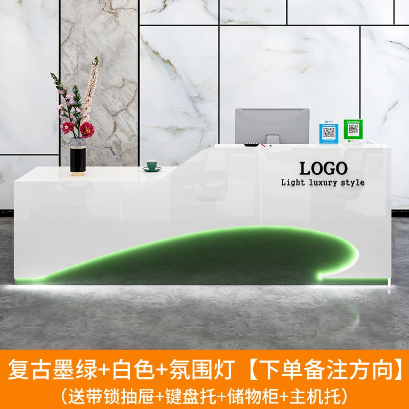 Light Luxury Beauty Salon Reception Desks Shop Small Counter Cash Register Minimalist Wooden Bar Table Company Office Front Desk